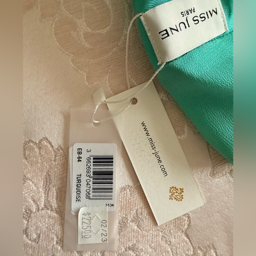 Chic Turquoise Maxi Dress/Kimono with Gold Accents - Picture 8 of 8